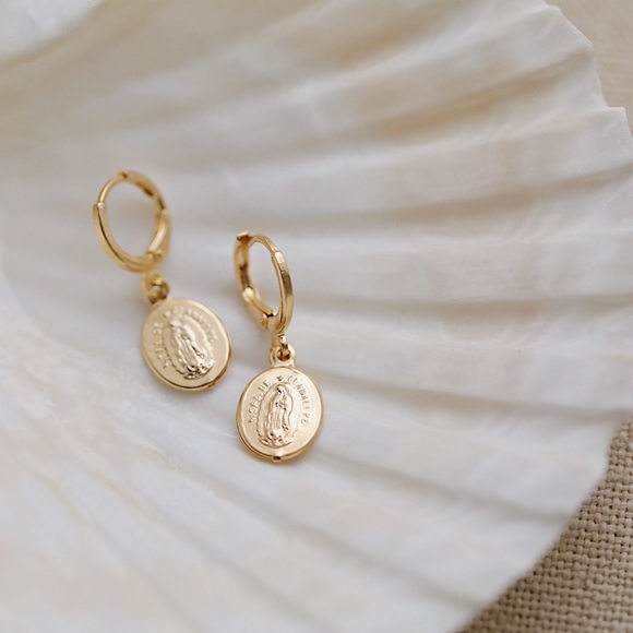 Petite Virgin Mary Earrings | 18k Gold Filled - Picture 3 of 7